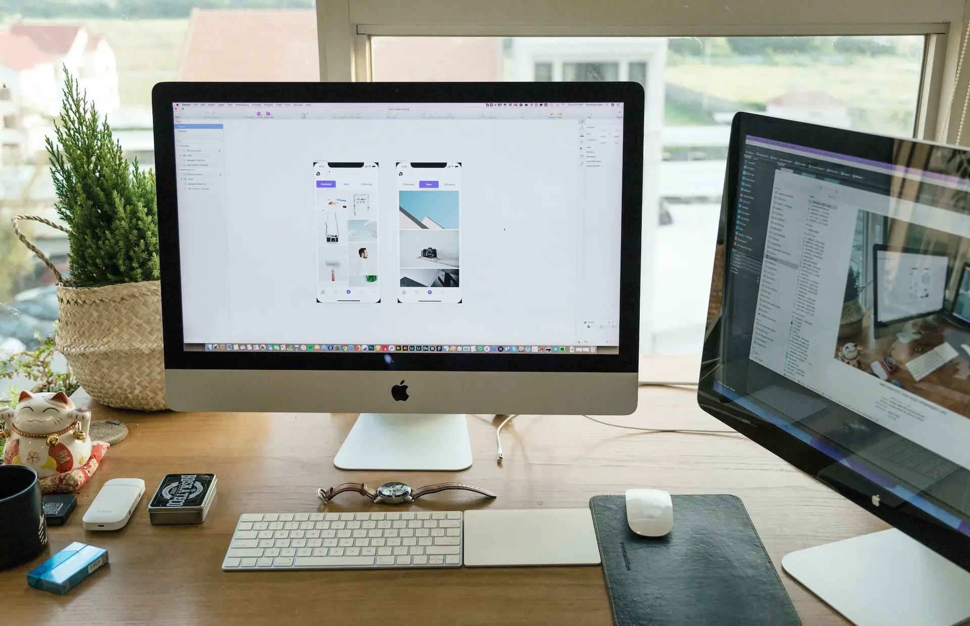 silver imac with ui/ux design on screen